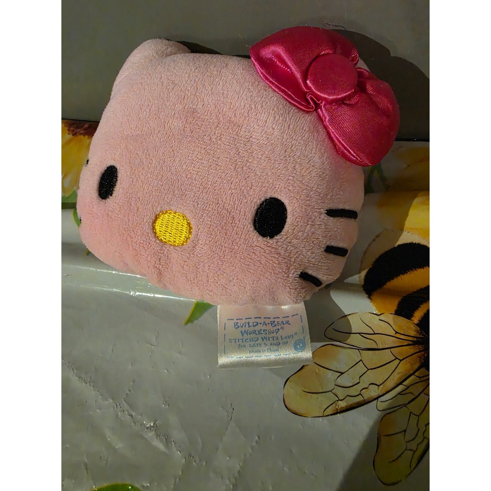Build-A-Bear Sanrio Hello Kitty Pink Plush Head Hot Pink Bow Collectible
